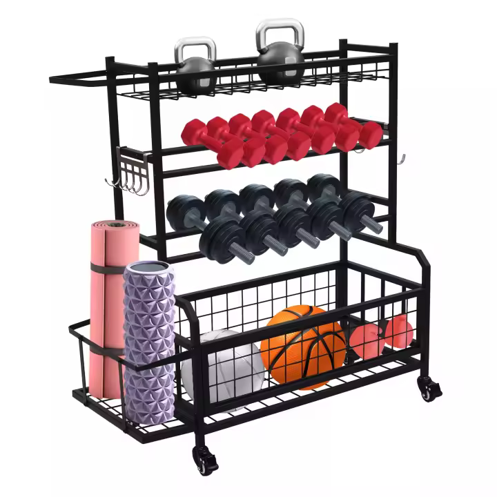 Soporte de mancuernas para gimnasio en casa, soporte de mancuernas con ruedas - 1