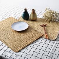 Tapete de lugar de algas marinas naturales, manteles individuales rectangulares de ratán tejidos a mano, tapete para taza de té de paja, agarradera, accesorios de vajilla de cocina - details 5