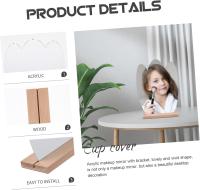 Espejo de mesa de maquillaje, espejo de escritorio, decoración de mesa, decoración superior, adorno de madera, espejo de maquillaje portátil, espejo de maquillaje elegante de madera - details 2