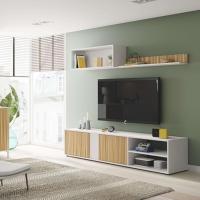 Salón TV Reversible Mueble de Televisión Ecco Acabado Blanco Artik y Natur - details 1