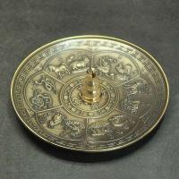 Bandeja de bronce Retro Dragon Phoenix, Mini estufa de sándalo para interiores, quemador de incienso de hilo antiguo del zodiaco - details 3