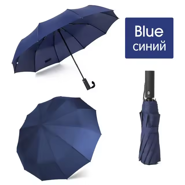 Paraguas automático plegable para hombres y mujeres, Fuerte, a prueba de viento, lluvia, 12 unidades - 1