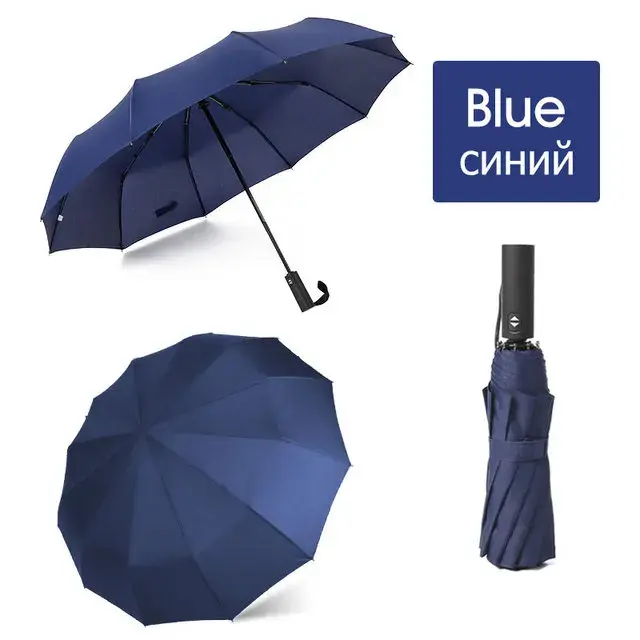 Paraguas automático plegable para hombres y mujeres, Fuerte, a prueba de viento, lluvia, 12 unidades - 1