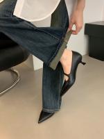 Zapatos Mary Jane con punta francesa, boca poco profunda, estilo retro, tacón delgado, para la noche, con detalles metálicos y florales. - details 17