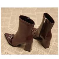 Botines De Tacón Para Mujer, Botines Clásicos De Diario Con Puntera Estrecha Y Cremallera Lateral, - details 22