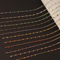 1 metro/lote perlas acero inoxidable oro cadena cuentas bricolaje hecho a mano de bohemia cuentas de resina de colores cadenas de esmalte para joyería que hace collar pulsera accesorios - details 4