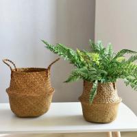 Cestas de almacenamiento Naturales de algas marinas, maceta de flores de estilo nórdico, cesta de plantas, bolsa de cultivo tejida de paja, maceta colgante, decoración del hogar - details 13