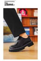 Zapatos de vestir gruesos hechos a mano para hombre, informales, de cuero, de alta calidad, color negro, para fiesta de lujo - details 11