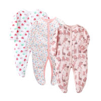Peleles de algodón para bebés y niños, ropa de una pieza de manga larga con estampado bonito, ropa de primavera, 3 unidades por lote - details 1