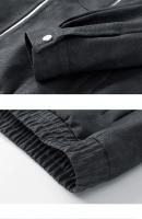 Chaqueta de cuero con cuello levantado para hombre, Tops cómodos y versátiles, informales, sólidos, a prueba de viento, para otoño e invierno - details 9