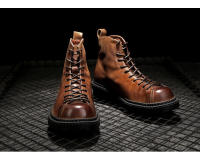 Botas de cuero de alta gama para hombre, zapatos de piel de vaca pura, botas altas de piel de vaca de primera capa - details 14