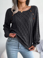 Suéter de punto con botones para mujer, Jersey holgado de manga larga, otoño, 2023 - details 11