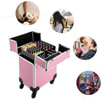 Estuche de maquillaje enrollable profesional, caja organizadora de cosméticos, rosa, salón de belleza, peluquería - details 12