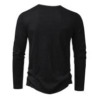 Otoño nueva camiseta de manga larga con cuello para hombres Color transpirable versátil moda camisetas delgadas - details 6