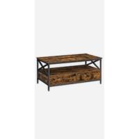 Centro, Mesa de Café con Tablero Elevable, para Dormitorio, con Espacio Abierto y Oculto, Barras en Forma de X, 60 x 100 x (48-62) cm, Marrón Rústico y Negro LCT205B01 - details 7