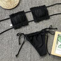 bañador unicolor para mujer, conjunto de Bikini brasileño Sexy con Tanga, traje de baño con cordones, ropa de playa 2025 - details 4