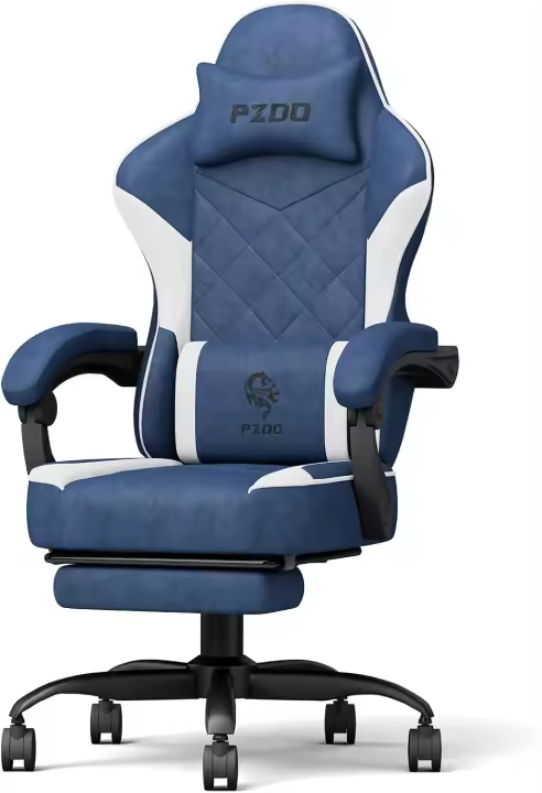 Silla de Oficina con Tejido de Alta Tecnología, Silla Gamer Silla Ordenador con Reposapiés, Cadeira Gaming Chair Silla de Ordenador, Adultos, Adolescentes (Negro) - 1