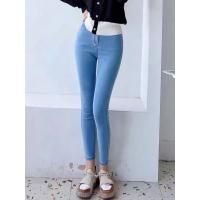 Pantalones vaqueros ajustados elásticos para mujer, pantalones vaqueros Vintage de gran tamaño de 100kg de cintura alta, moda coreana informal para primavera y otoño - details 1