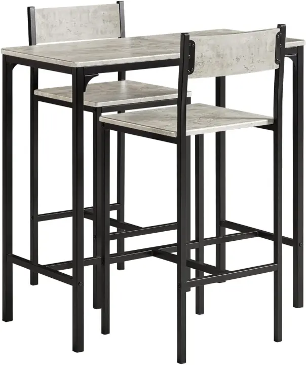 OGT03-N Juegos de Muebles Altas, Mesa de Cafetería, Juego de Balcón de 3 Piezas, Juego de Bar, 1 Mesa y 2 Sillas, ES - 1