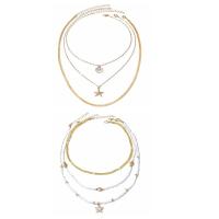 Collar multicapa con cuentas exageradas para niñas, colgante de estilo bohemio, gargantilla de estrella de mar Y2K, collar de clavícula de concha apilada, 3 uds. - details 1