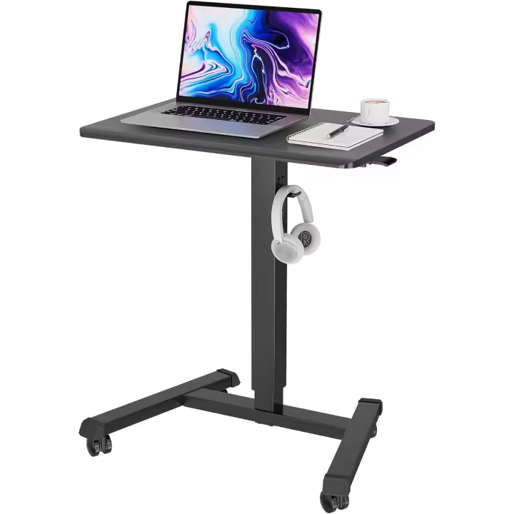 Escritorio de pie móvil de 65 × 45 cm con 4 Ruedas giratorias, Escritorio de pie con Ruedas, Escritorio de pie Ajustable en Altura, Mesa sobre la Cama para Sala de Estar, Dormitorio - 1