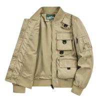 Spring Autumn New Man Multiple Pockets Tops Outdoors Man Loose Windbreaker Coats Solid Stand Collar Flight Suit Jackets Man - details 5