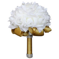 Ramo de flores de rayón para dama de honor, decoración de boda de perlas rosas de cristal - details 7