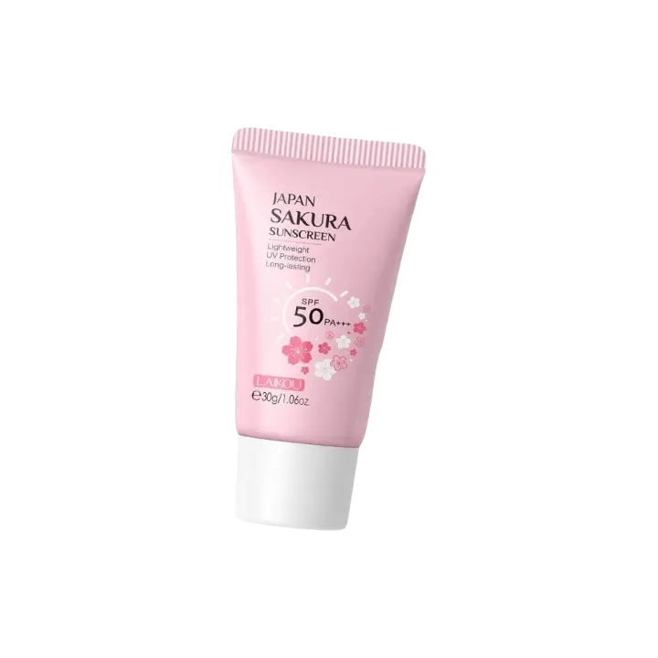 Crema de Protección Solar Sakura SPF50 Lote de Aislamiento Facial Hidratante y Iluminador - 1