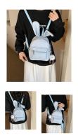 Mochila bonita y versátil de estilo coreano, mochila de viaje para estudiantes, minimochila informal con orejas de conejo desmontables - details 6