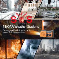 Portátil con energía solar y USB 5000mAh de emergencia L linterna banco de energía AM/FM/NOAA Radio meteorológica para - details 5