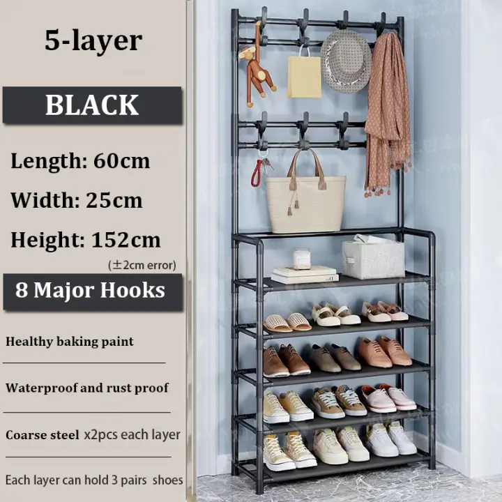 Zapatero integrado, perchero para sombreros, colgador para dormitorio, armario para zapatos, estante de almacenamiento para bolsas, 60CM - 1