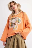 Sudadera Básica de Manga Larga para Mujer Cuello Redondo, Ajuste Suelto, Estilo Floral, Adecuada para Jóvenes - details 3