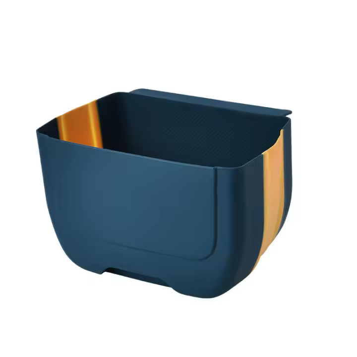 Mini bote para colgar, bote de basura para fregadero, plegable de pared (3L) (azul amarillo) - 1