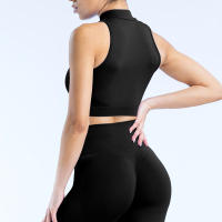 Dynamic 1/4 Zip Tank Chaleco deportivo de yoga para mujer Color sólido Ajuste ajustado Traje de fitness suave para mujer Traje de yoga Top Gimnasio Running Traje de ciclismo - details 6
