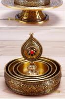 Exquisita talla hecha a mano de cobre puro templo budista placa manza de los siete tesoros, adorno de regalo artesanal nepalí - details 0