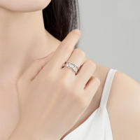 Anillo ajustable de Plata de Ley 925 brillante geométrico para mamá familiar, regalo de moda para fiesta de citas y boda para mujeres y niñas - details 2