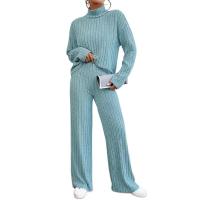 Conjuntos de dos piezas a la moda para mujer, tops y pantalones informales con cuello alto para mujer - details 0