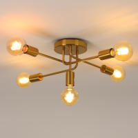 Goeco-Lámparas de Techo Vintage, Lámpara de Araña de Estilo Retro con 5 Bases para Bombilla E27(NO incluida) para Interior de 220V - details 3