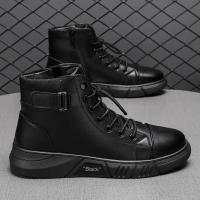 Zapatos de piel de moda para hombre, botas altas estilo Chelsea, impermeables, cómodas, con plataforma, 2025 - details 7
