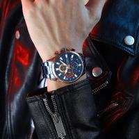Reloj de Cuarzo CURREN 8415 Diseño Único en Negro y Azul Correa de Acero Calendario Estilo Formnal - details 11