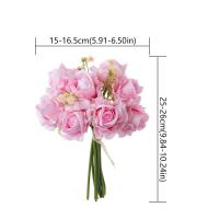Ramo de rosas artificiales de 8 cabezas, flores de rosas de seda elegantes de tacto Real, plantas falsas de lujo hechas a mano, decoración de boda - details 0
