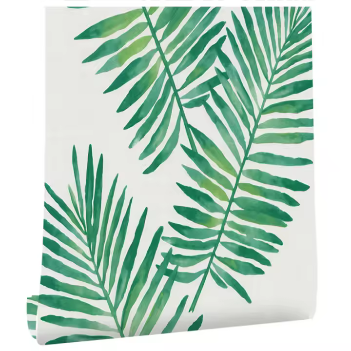 Peel and Stick Wallpaper Self-Adhesive Removable Wallpaper Decorative Wall Covering Green Palm Leaf Easy to Clean for Home Decor - 1