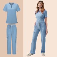 Uniforme médico para mujer, conjunto exfoliante de enfermera, Top con bolsillo y pantalones, traje de 2 piezas, ropa para quirófano de enfermería, Ropa de Trabajo para salón de belleza - details 8