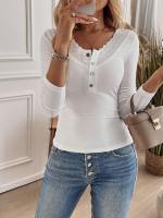 Camiseta de cuello en U para mujer 2025, moda otoño invierno, top de manga larga, ropa popular coreana para mujer - details 17