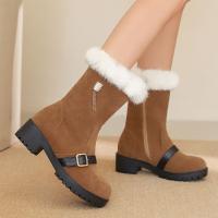 Nuevas botas de nieve casuales de tacón bajo botas bajas de borde peludo de gran tamaño - details 6