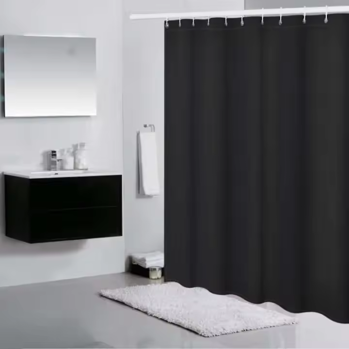 Cortinas de ducha de Color blanco, visillo de partición de tela de poliéster, impermeable, grueso, Color sólido, accesorios de baño para el hogar - 1