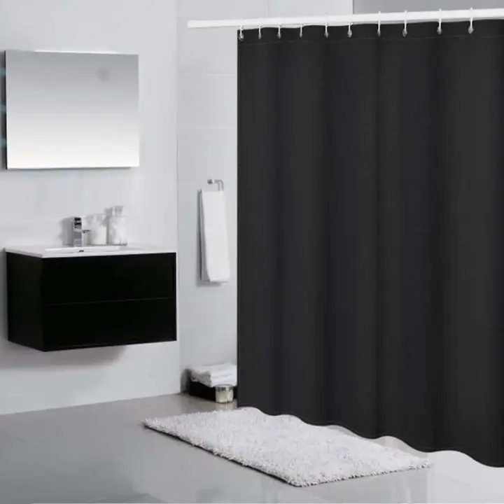 Cortinas de ducha de Color blanco, visillo de partición de tela de poliéster, impermeable, grueso, Color sólido, accesorios de baño para el hogar - 1