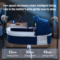Cuna mecedora portátil para recién nacido, cuna automática, color rosa, azul y gris - details 14
