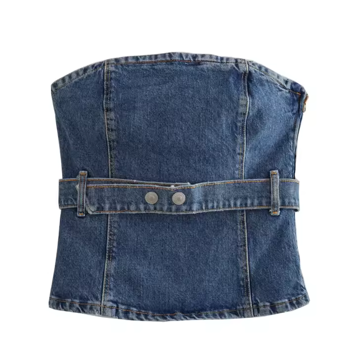 PB & ZA-ropa de verano para mujer, top de tubo con hombros descubiertos, estilo informal versátil, diseño de cinturón con temperamento, novedad de verano 2025 - 1