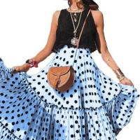 Falda estilo corrida de toros, lunares, vestido largo multicapa, suelto y con dobladillo grande - details 16